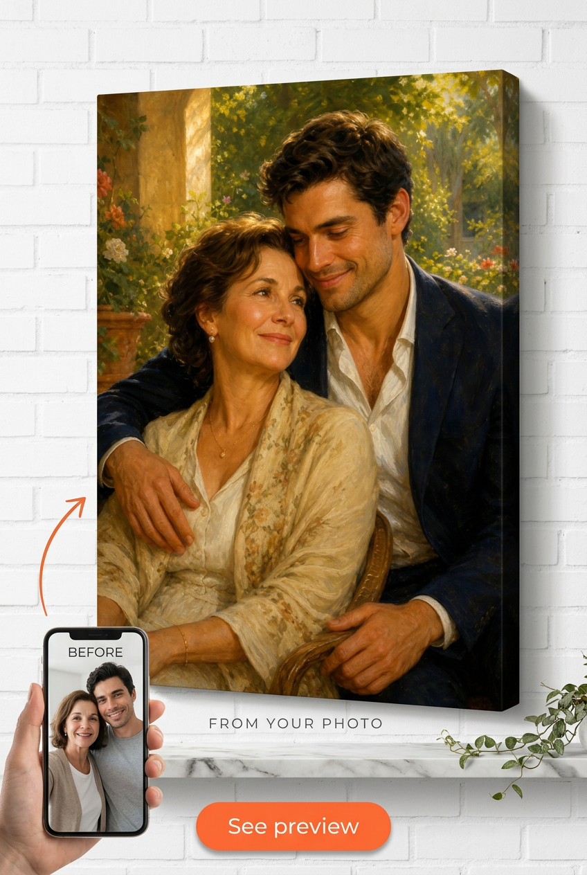 Gifts for Mother in Law — Intimate Portrait Moment Canvas from Photo