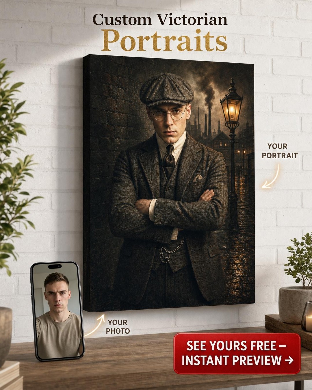 Custom Gangster Portrait — 1920s Vibe Canvas