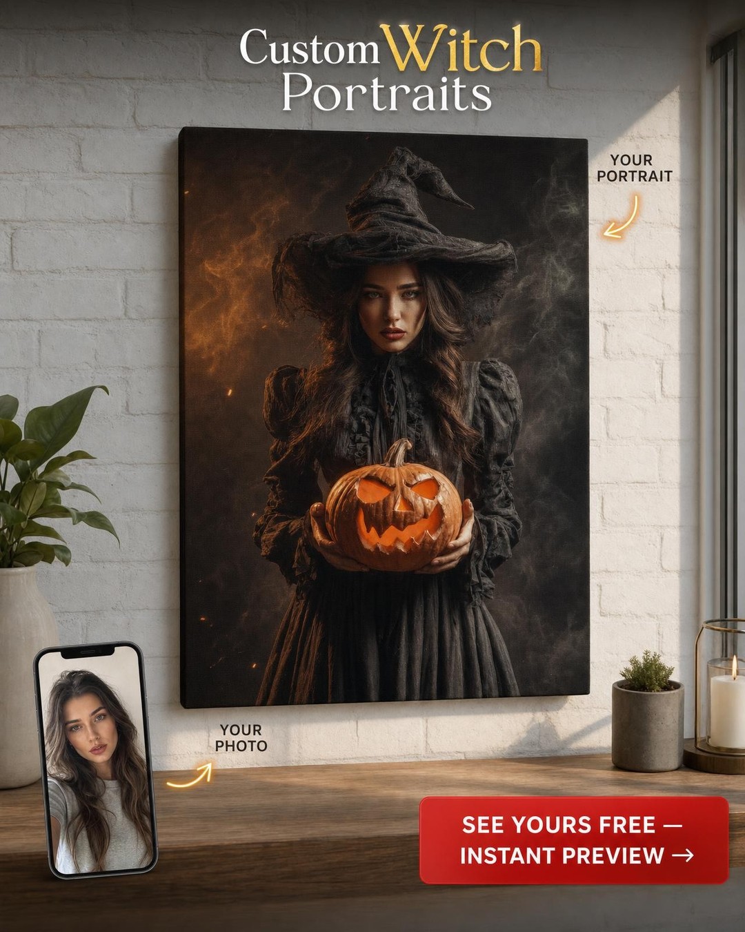 Custom Halloween Witch Portrait