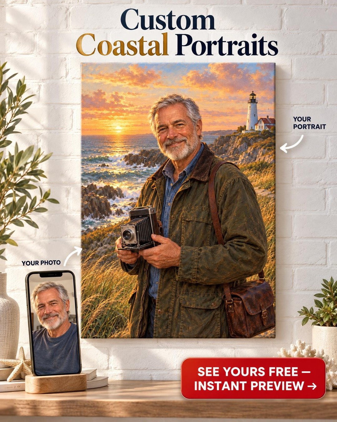 The Photographer for Him Custom Portrait from Photo | Personalized Film Camera Gift