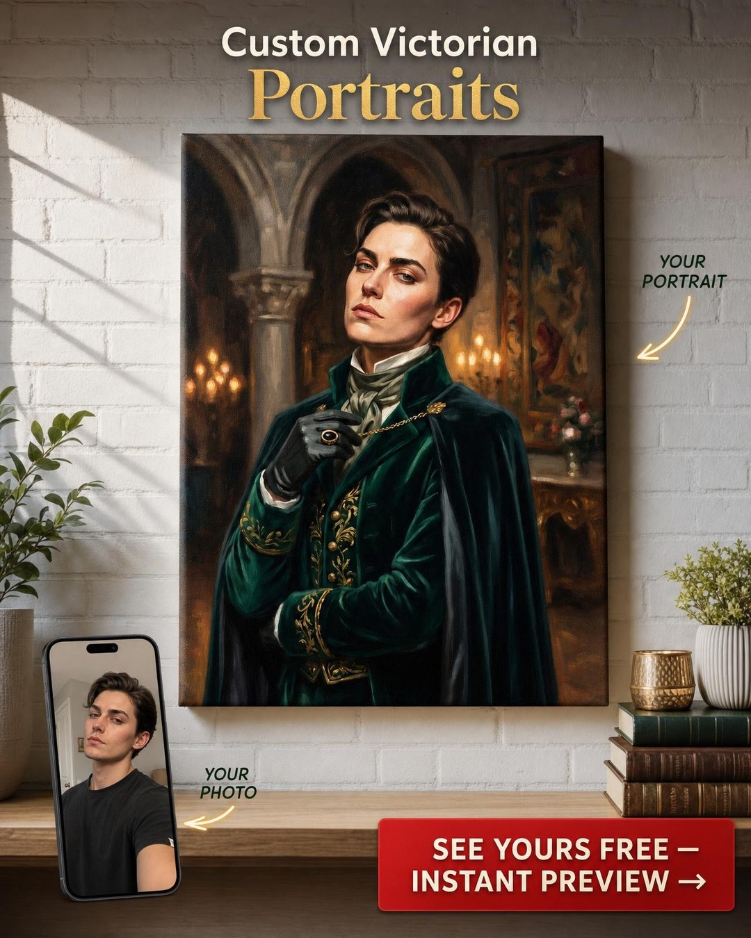 Custom Royal Single-Man Portrait — Regal Crown Canvas