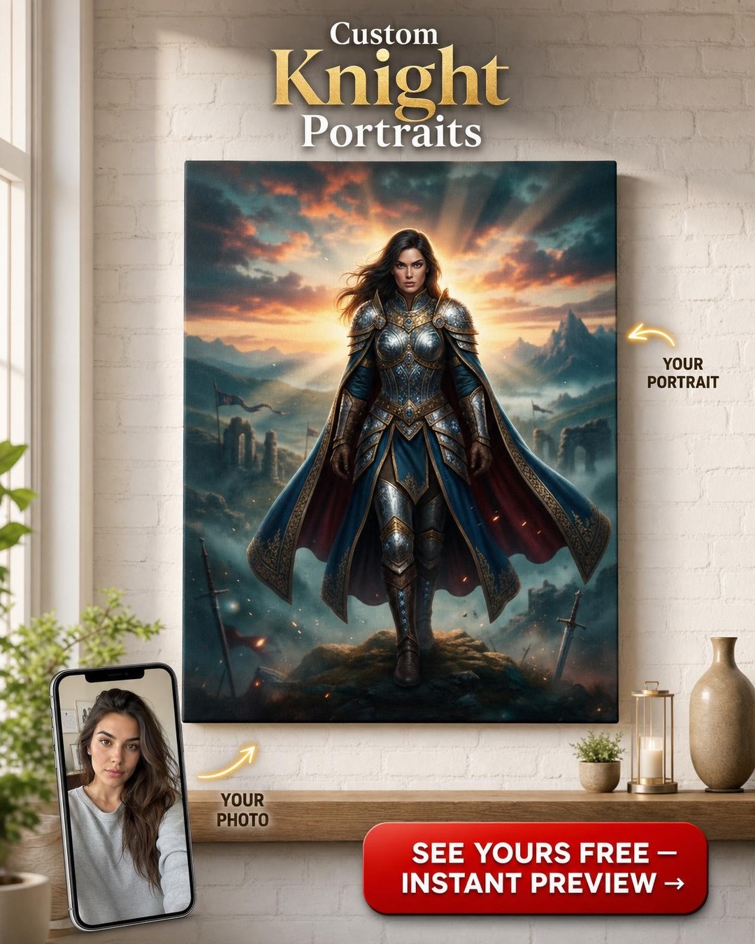 Epický Fantasy Portrét Rytíře - Nebeský Úsvit