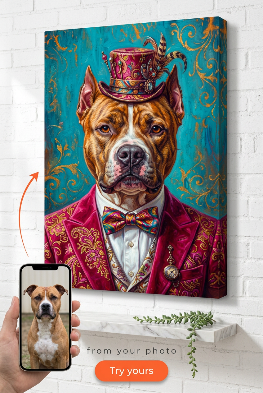 Custom Steampunk Dog Portrait — Whimsical Pet Canvas Art
