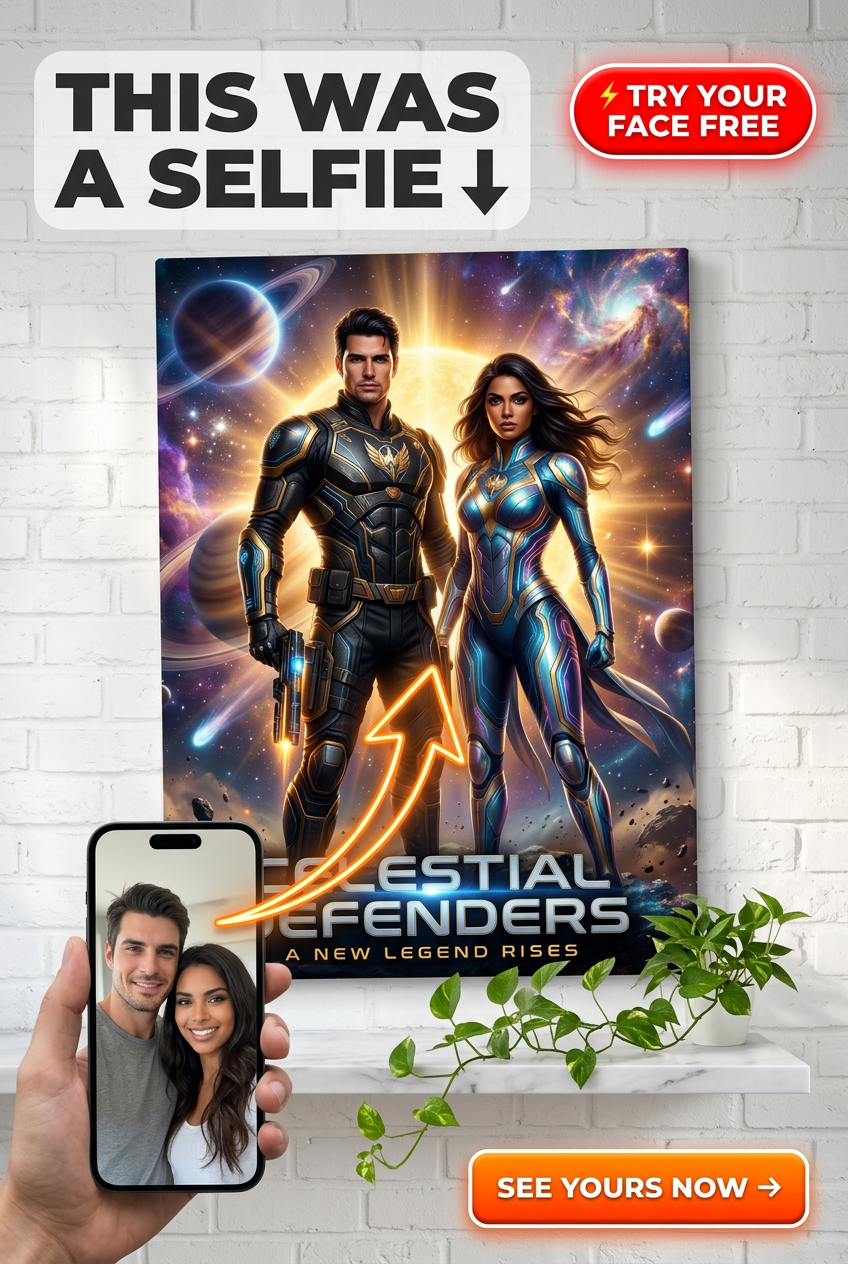 Custom Sci-Fi Couple Portrait — Heroic Space Guardians Canvas