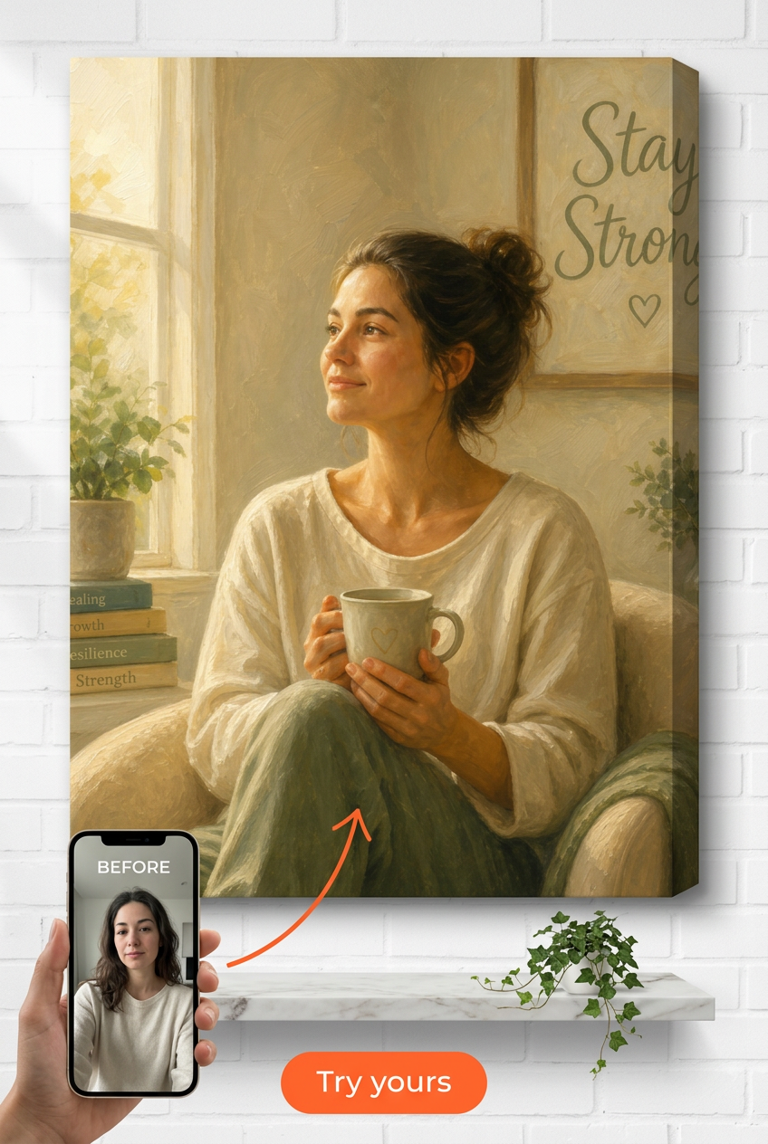 Custom GetWell Single-Woman Portrait — Serene Recovery from Photo