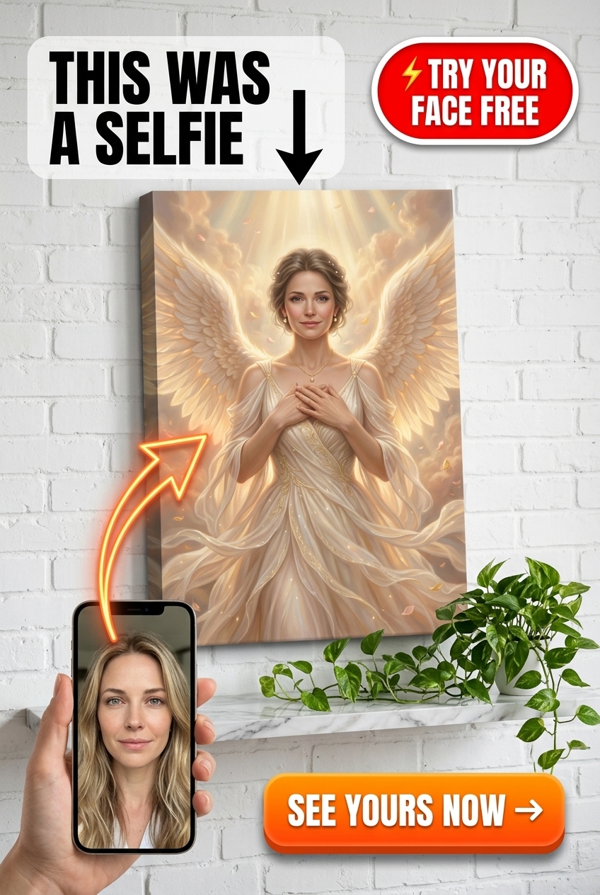 Custom Fantasy Woman Portrait — Whimsical Angel Wings Canvas