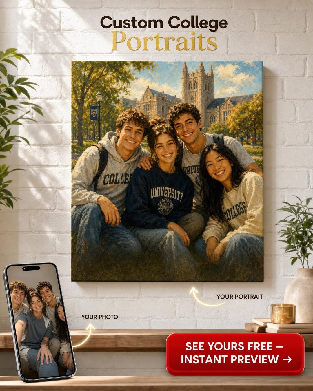 Custom Friendship Couple Portrait — Celebrate Your Bond from Photo