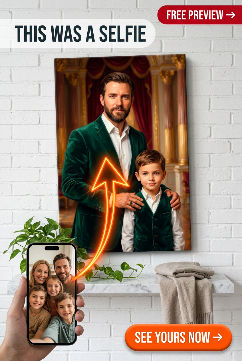 Custom Royal Family Portrait — Regal Throne Canvas from Photo