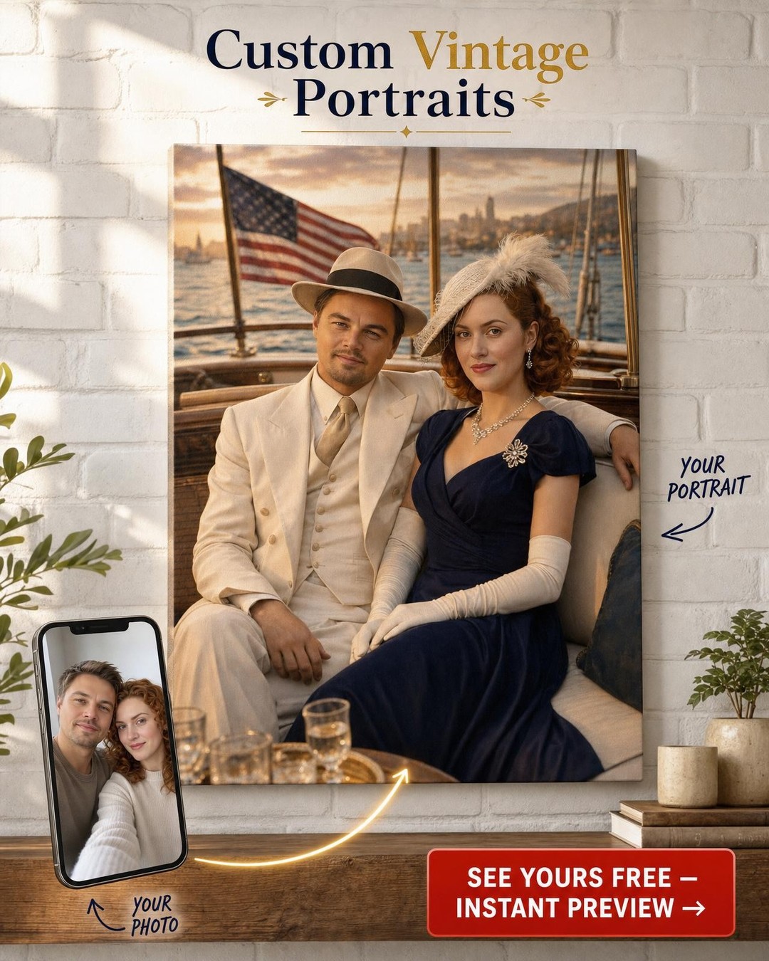 Romantic Victorian Canvas Portraits - Custom Gifts
