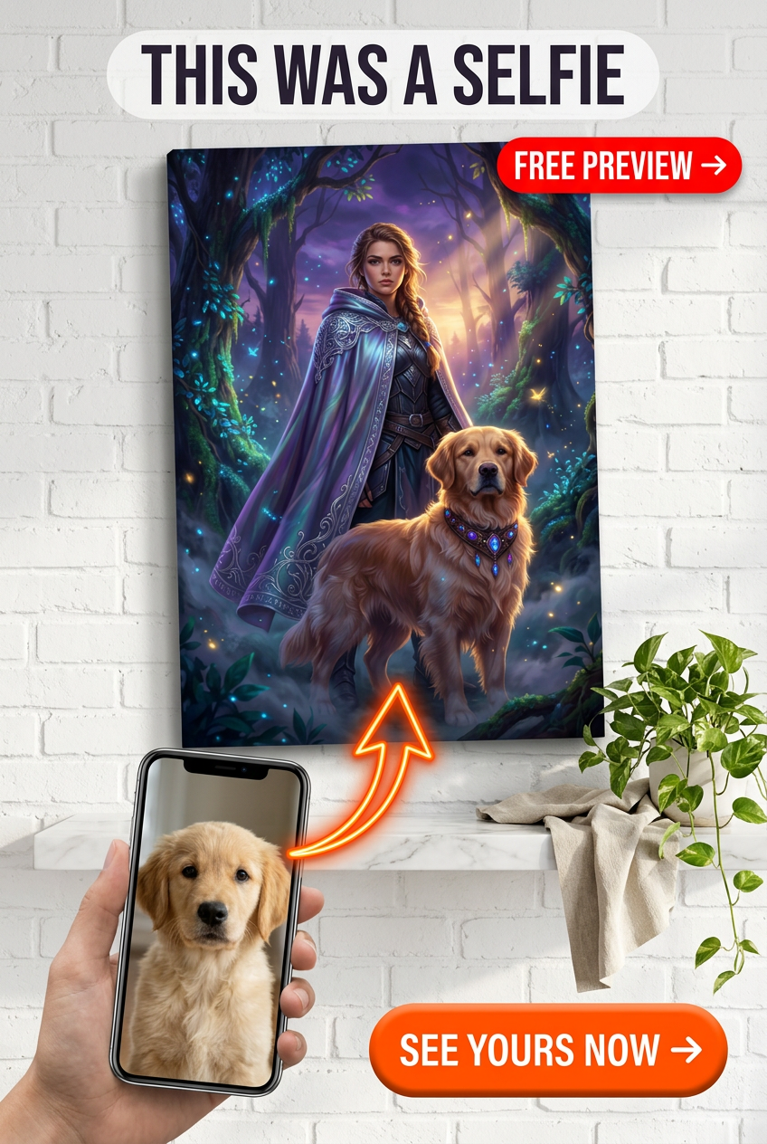 Custom Fantasy Woman Portrait — Whimsical Forest Canvas from Photo