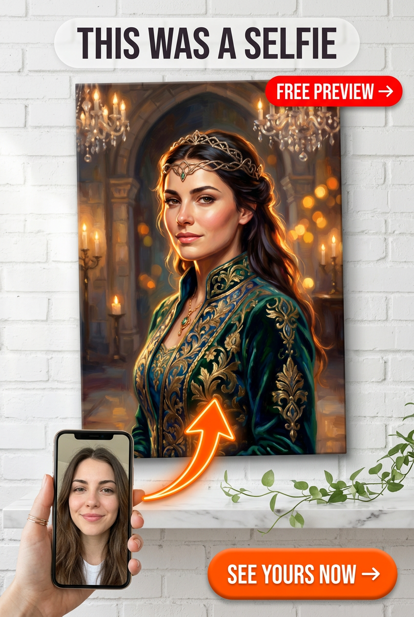 Custom Royal Woman Portrait — Regal Canvas from Photo