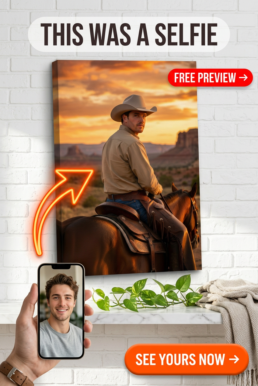 Western Cowboy Custom Portrait from Photo | Personalized Gift for Him - Best Personalized Portrait Gift: Create Unique Custom Portraits - PortraitGift