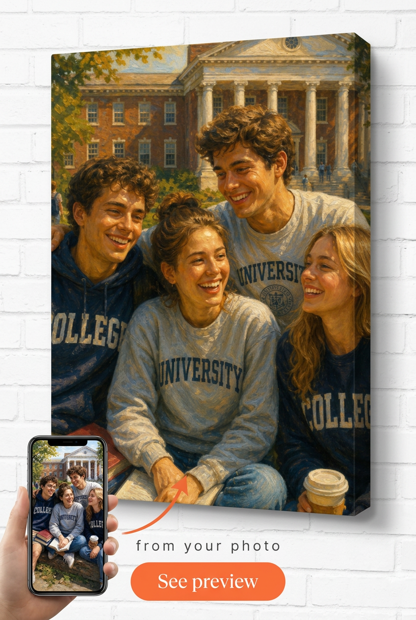 Custom Friendship Couple Portrait — Festive Canvas from Photo