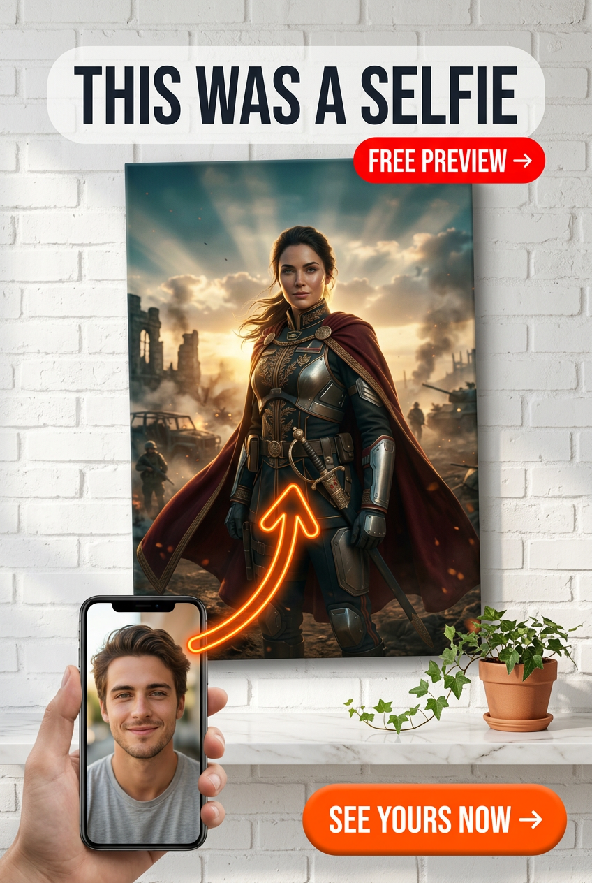 Custom Fantasy Man Portrait — Heroic Armor Canvas for Woman