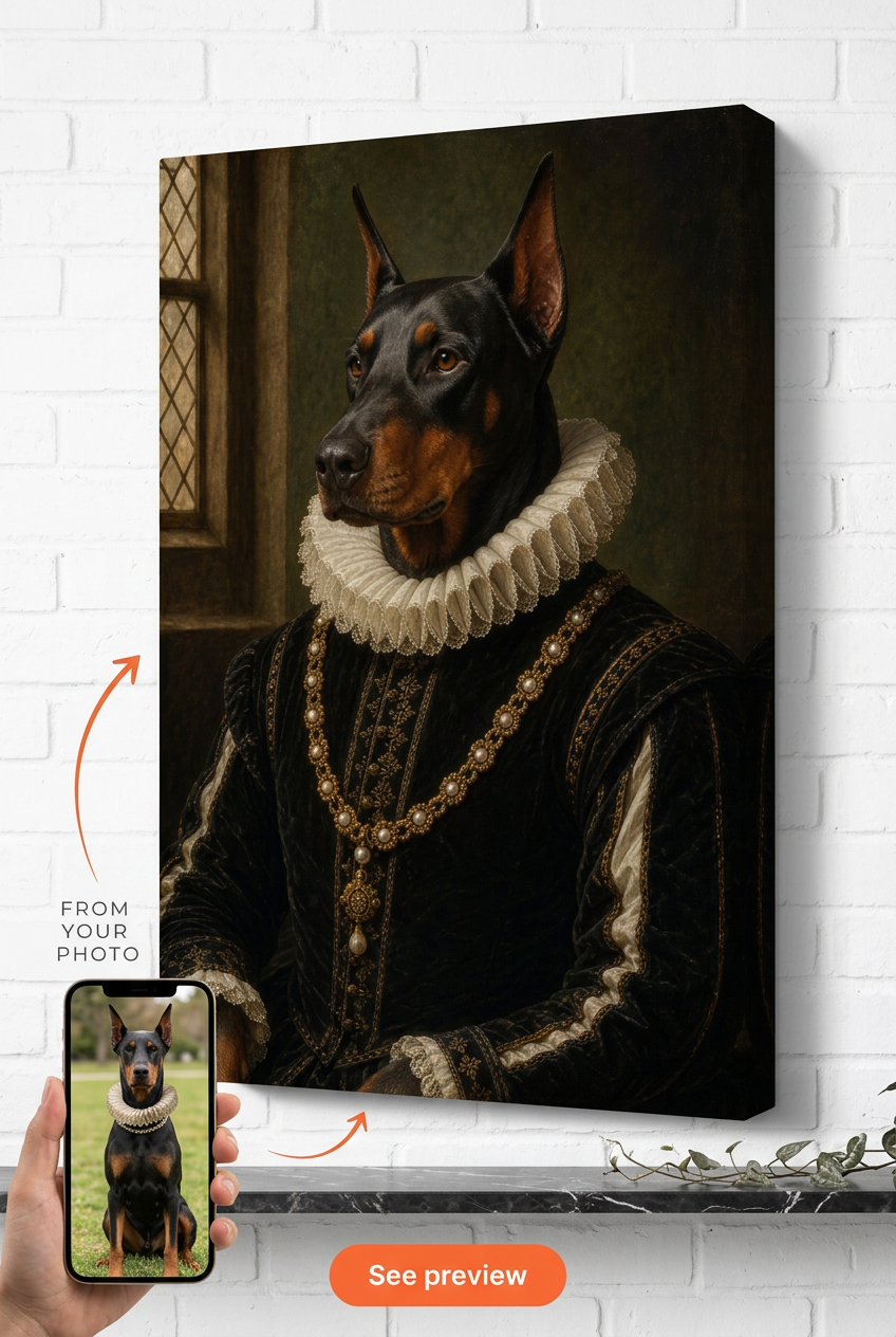 Custom Renaissance Dog Portrait — Regal Pet Canvas from Photo
