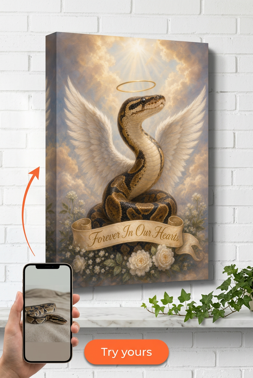 Custom Memorial Pet Portrait — Angel Cat Canvas from Photo