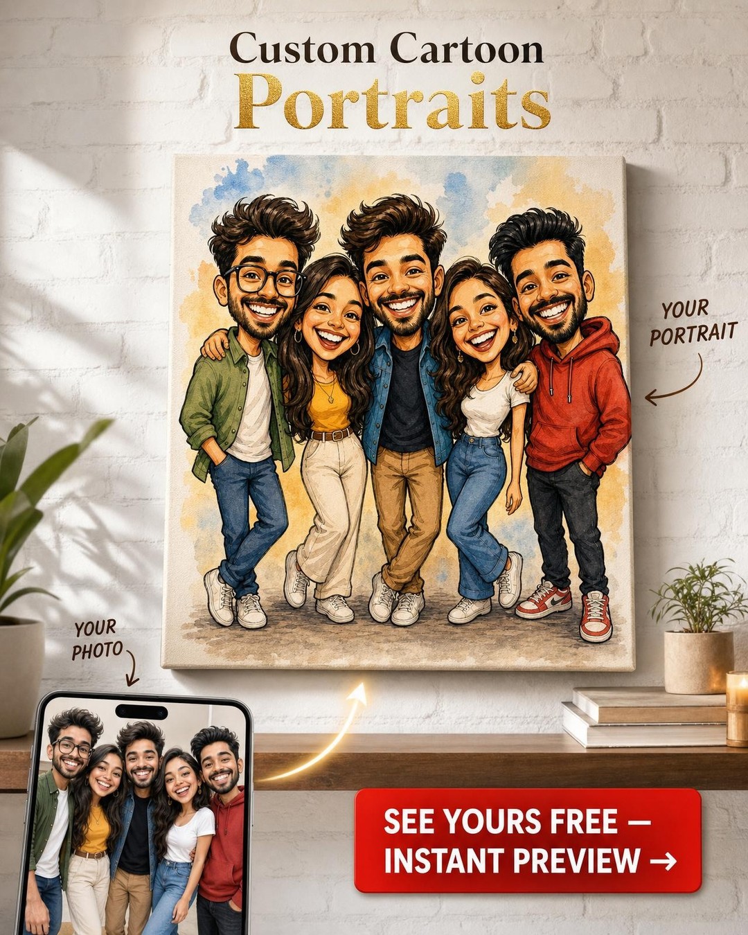 Whimsical Caricature Couple Portrait