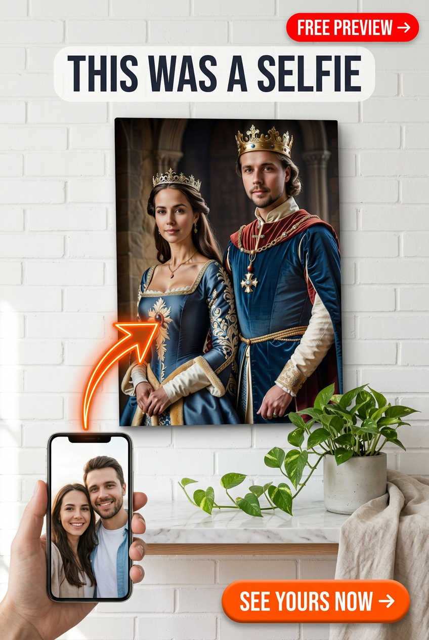 Royal Custom Portrait from Photo | Personalized Gift for Couples