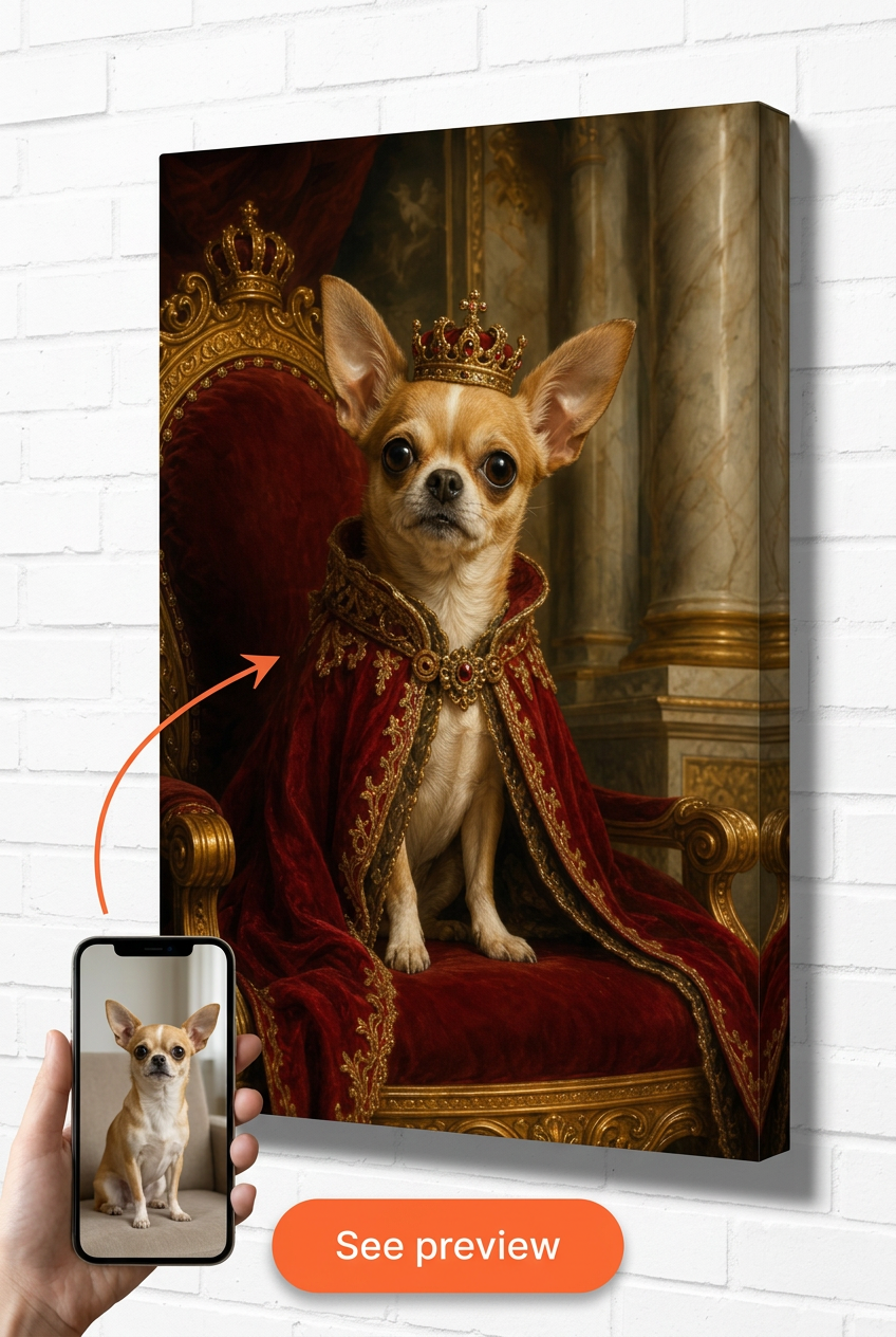 Custom Royal Dog Portrait — Regal Pet Canvas