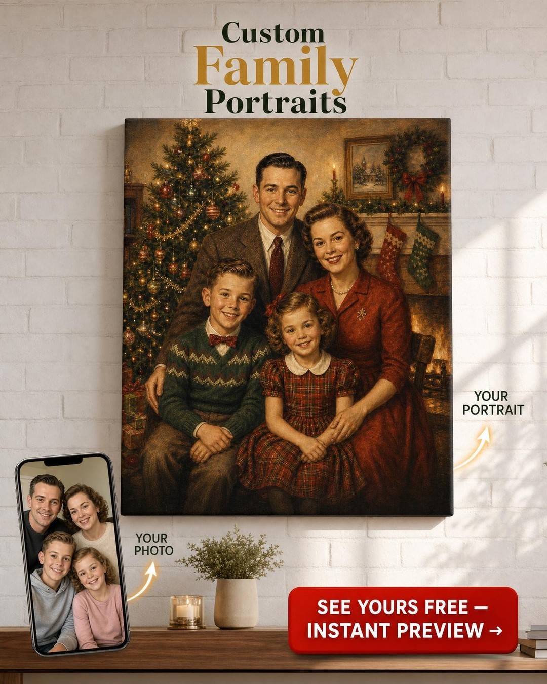 Custom Christmas Family Portrait — Festive AI Art from Photo