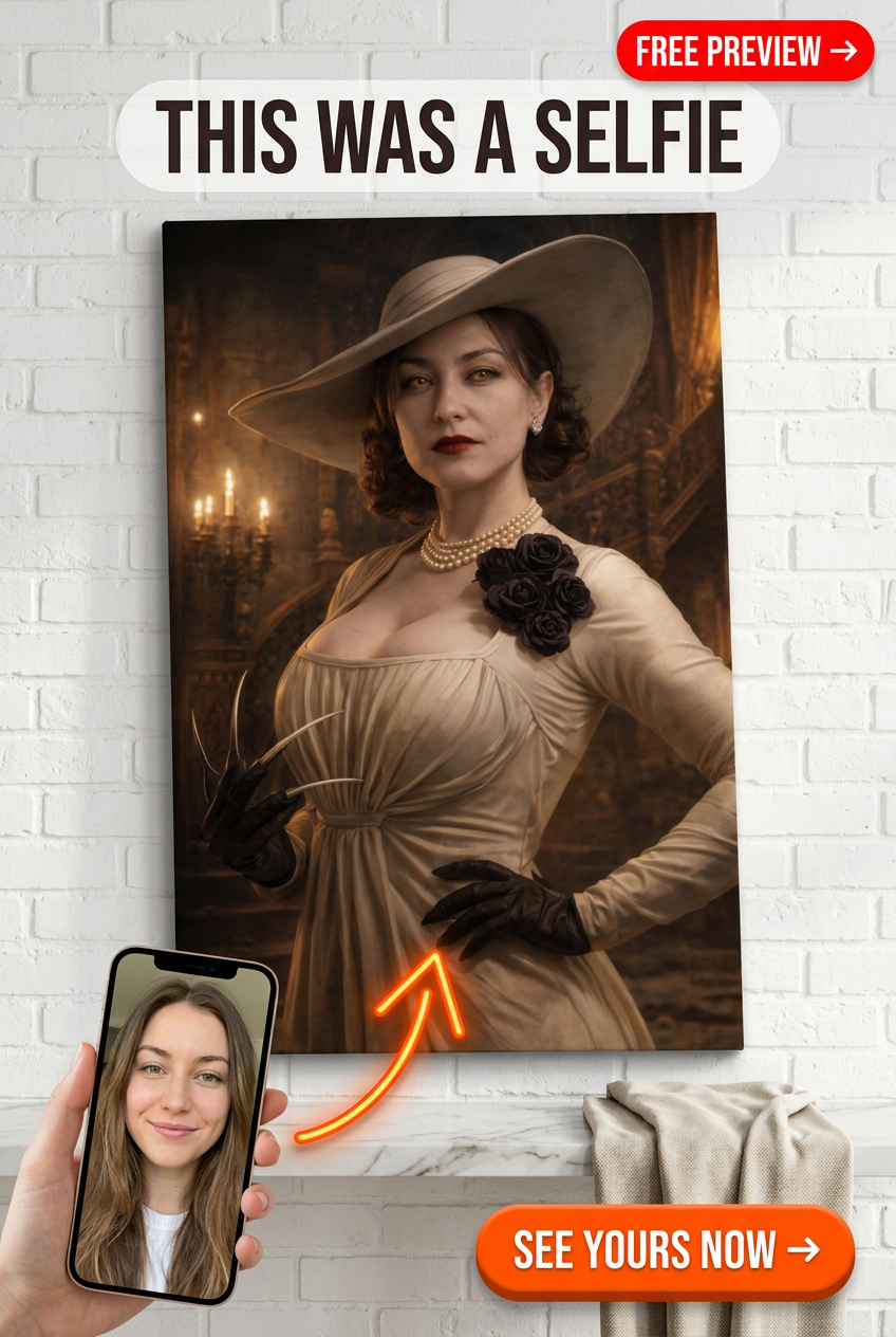 Custom Gothic Woman Portrait — Regal Rose Canvas from Photo