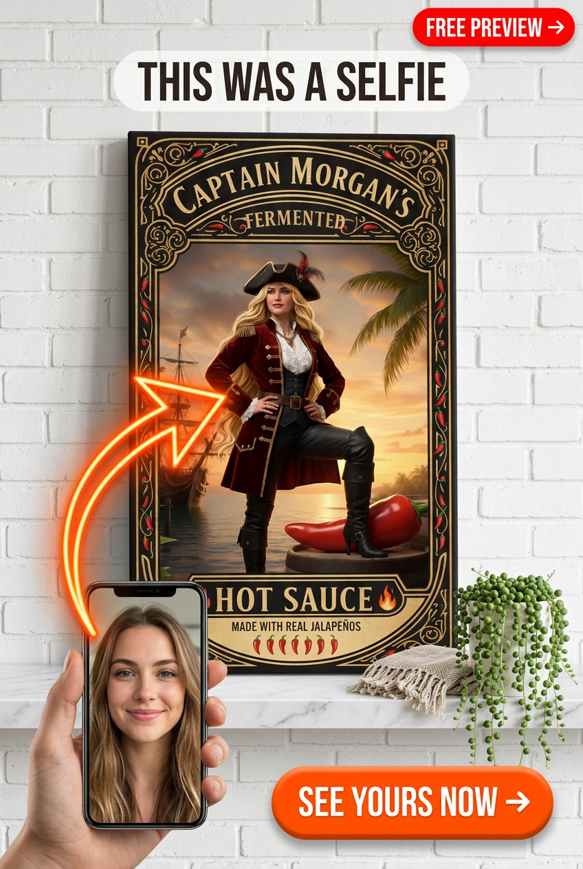 Custom Pirate Woman Portrait — Whimsical Adventure Canvas