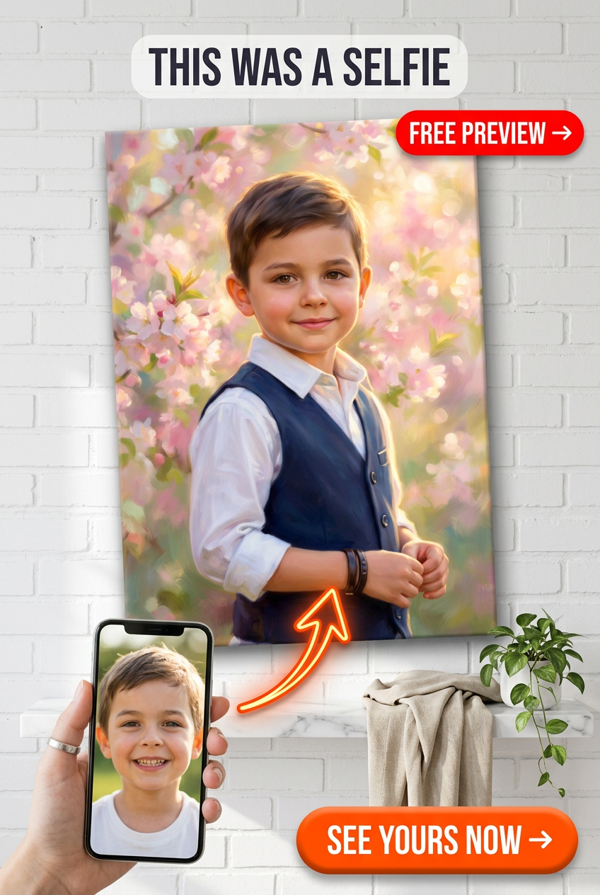Arte de Retrato de Niño Sueño en Flor