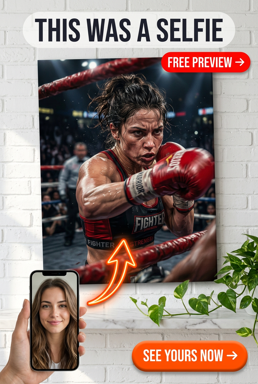 Custom Boxing Woman Portrait — Heroic Champion Canvas