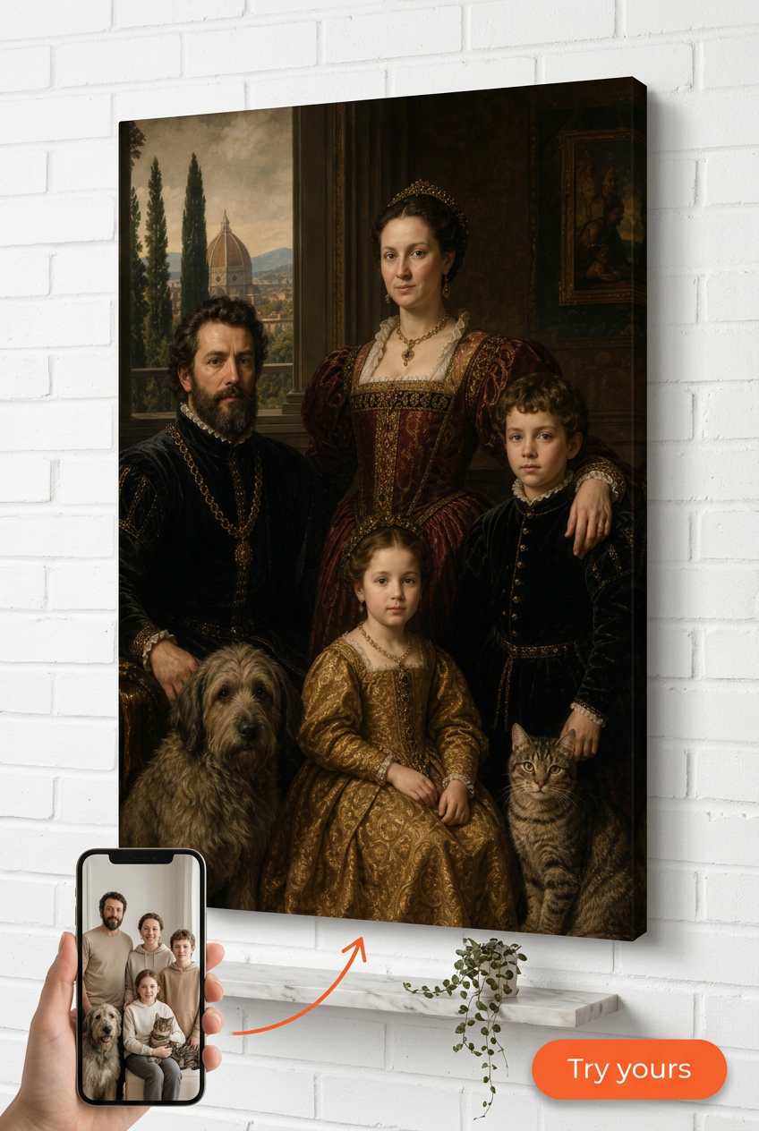 Custom Renaissance Family Portrait — Regal Canvas from Photo