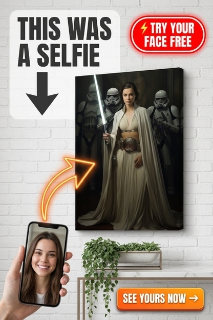 Custom Sci-Fi Woman Portrait — Heroic Lightsaber Canvas from Photo