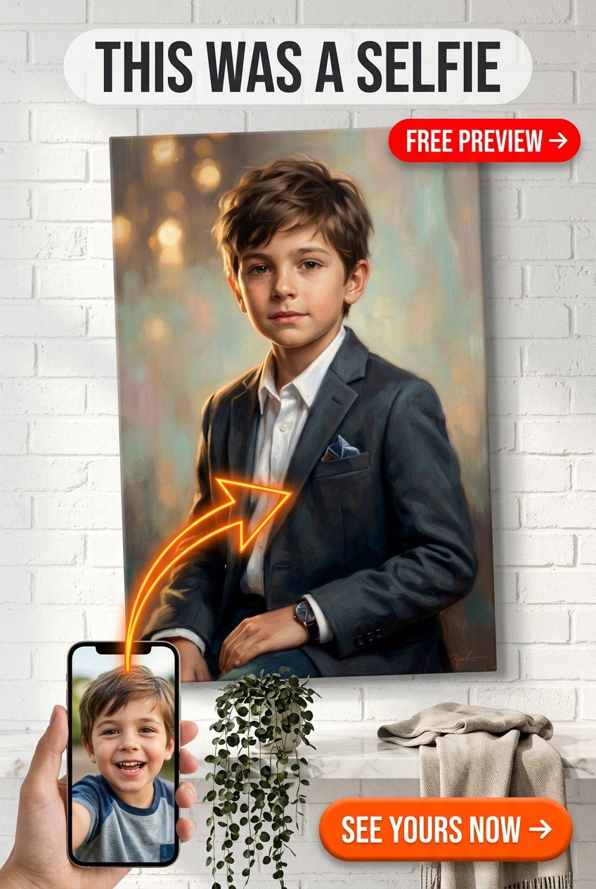 Custom Renaissance Boy Portrait — Serene Elegance from Photo