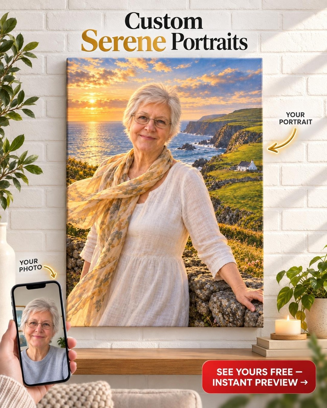 Her Dream Destination Portrait – Custom Future Gift