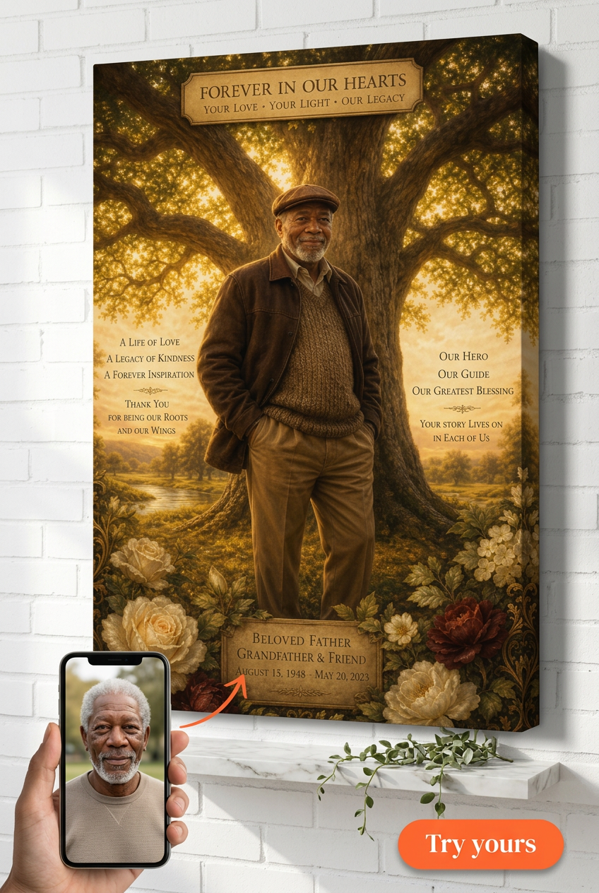 Custom Memorial Family Portrait — Personalized Canvas from Photo