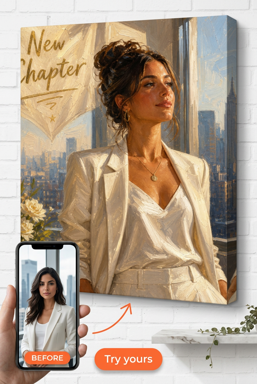Custom LifeTransition Single-Woman Portrait — Serene Solo Glow-Up from Photo