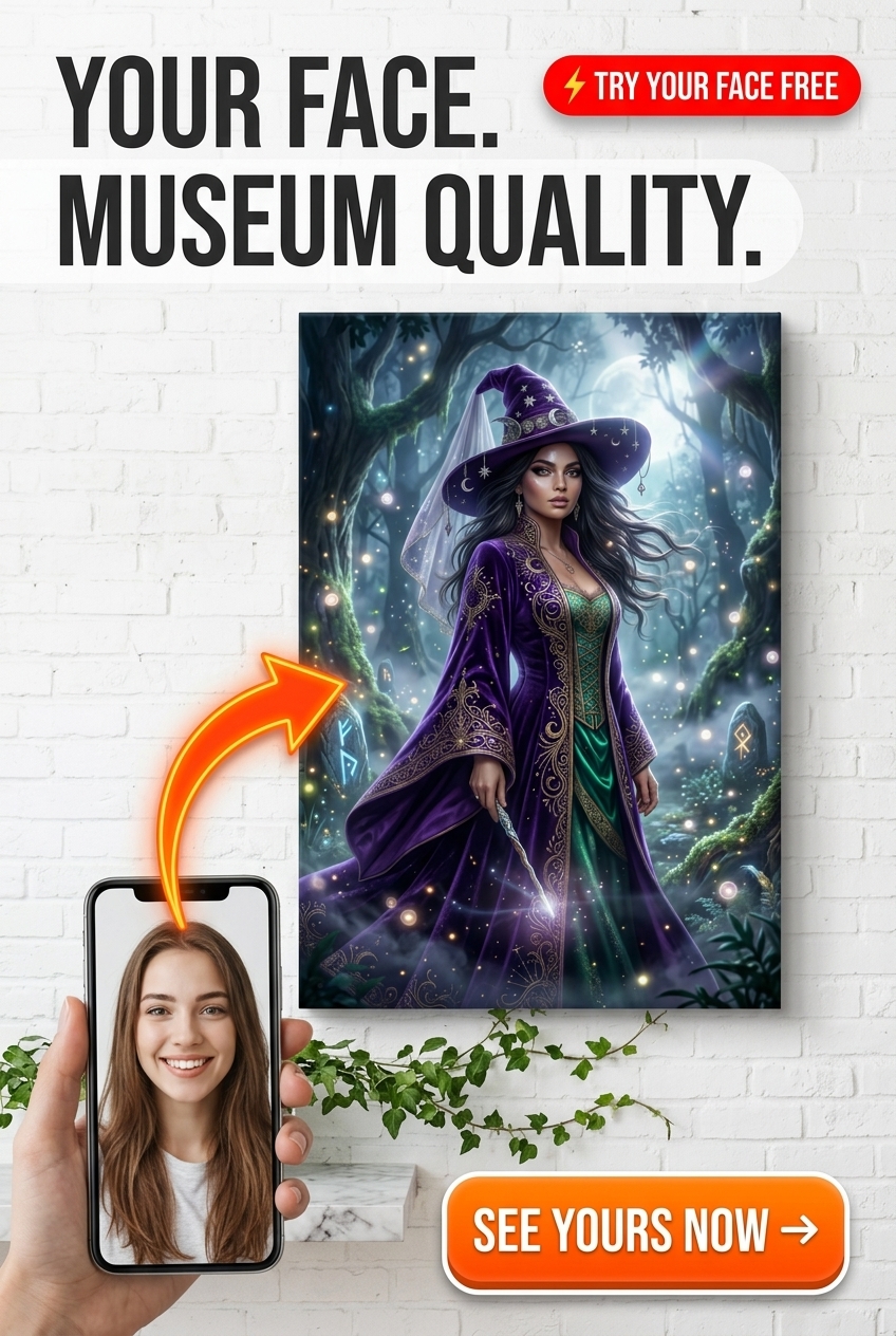 Custom Fantasy Woman Portrait — Wizard Canvas from Photo