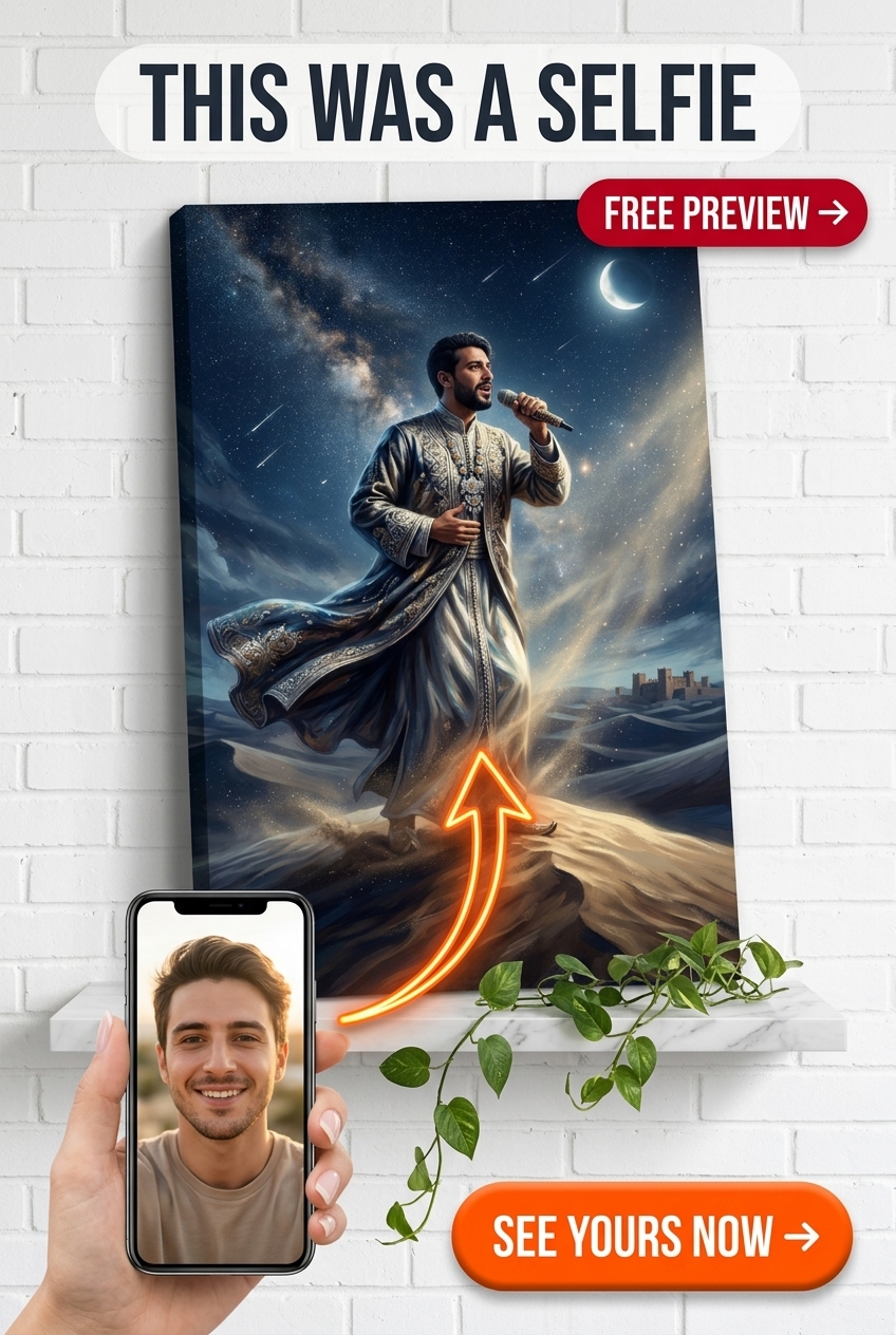 Custom Royal Man Portrait — Heroic Cosmic Canvas from Photo