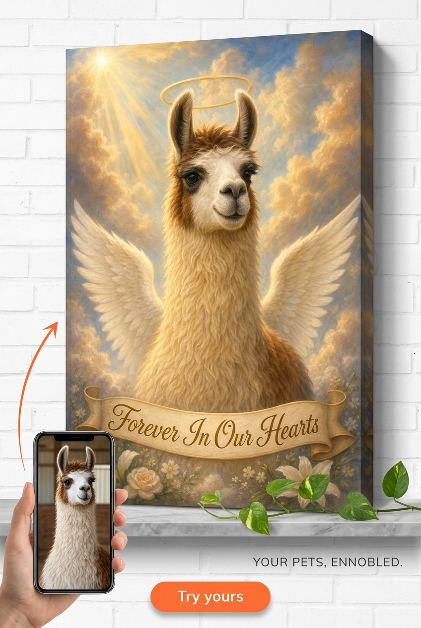 Custom Memorial Dog Portrait — Angel Wings Canvas from Photo