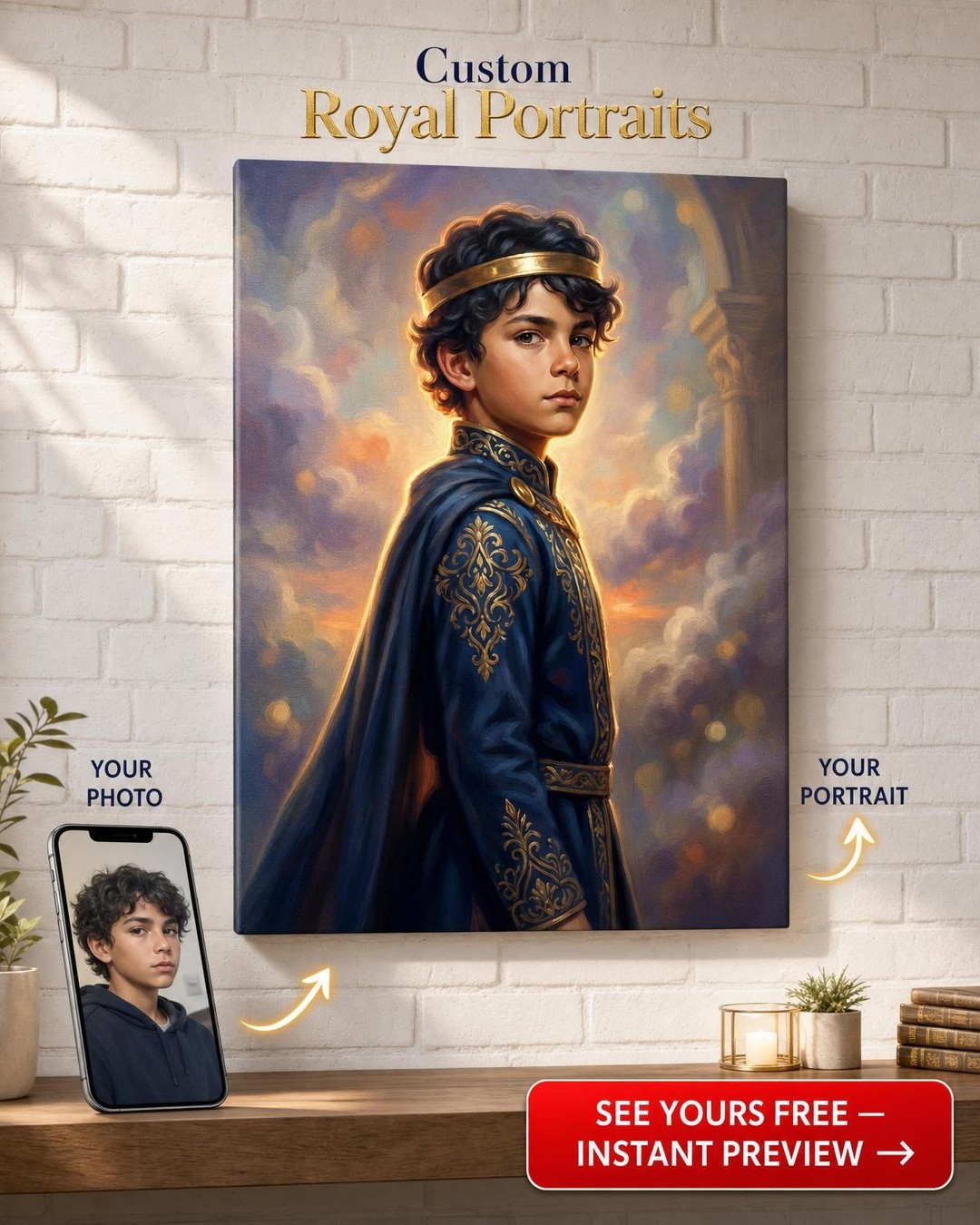 Portret Mitic Personalizat pentru Băieți - Eleganță Mitică
