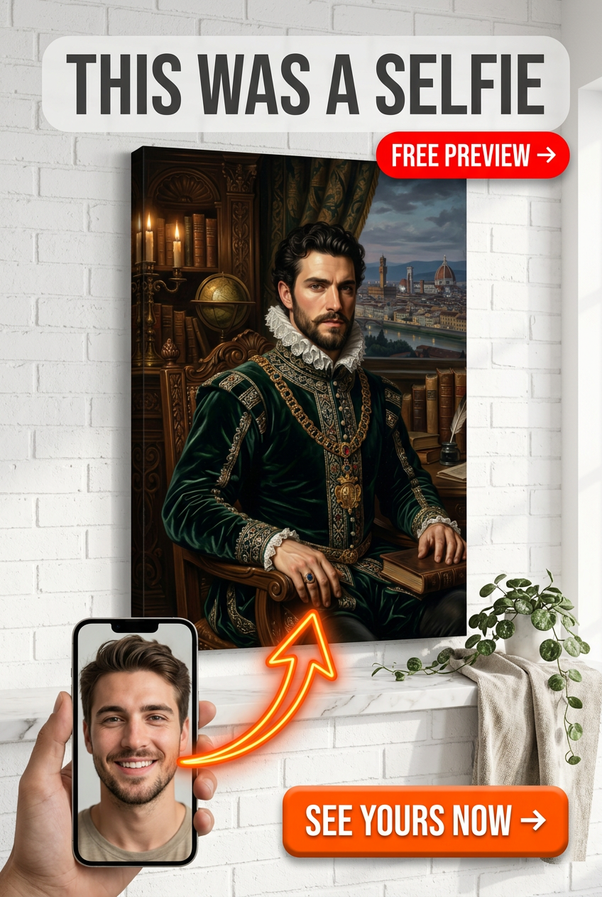 Custom Renaissance Man Portrait — Regal Throne Canvas from Photo