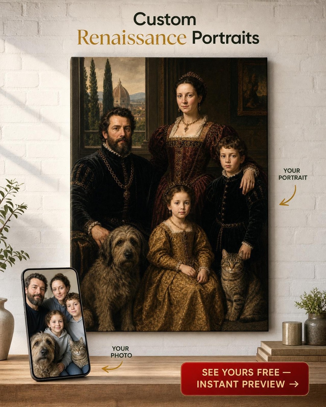 Custom Renaissance Family Portrait — Regal Canvas from Photo