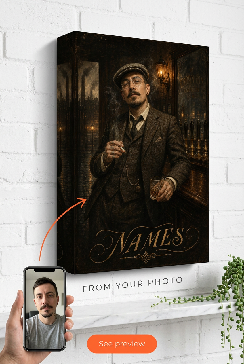Custom 1920s Pub Bar Gangster Portrait from Photo | Personalized Undefined Gift
