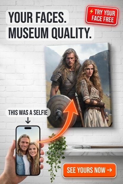 Viking Custom Portrait from Photo | Personalized Gift for Couples