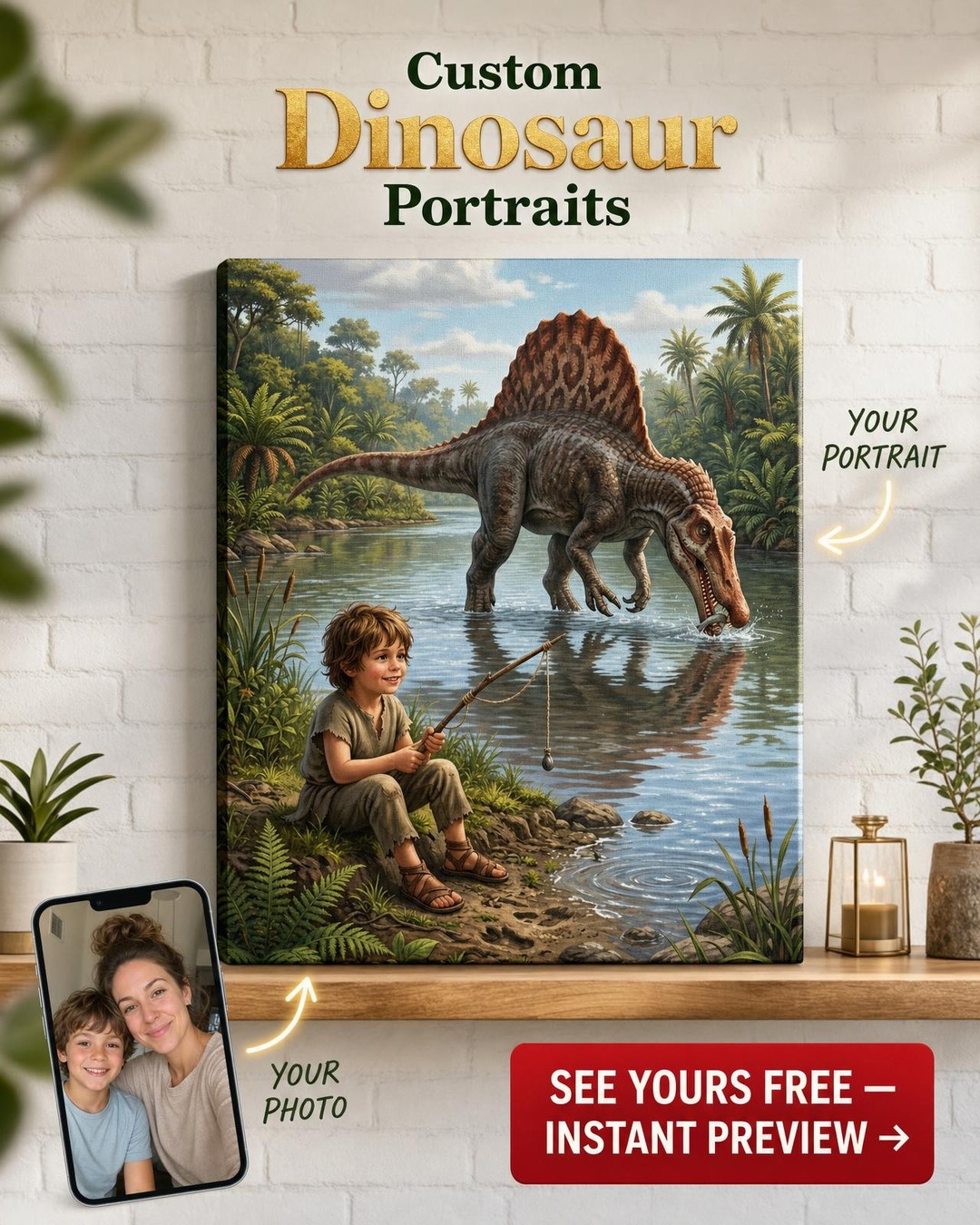 Spinosaurus River Fisher Räätälöity Muotokuva