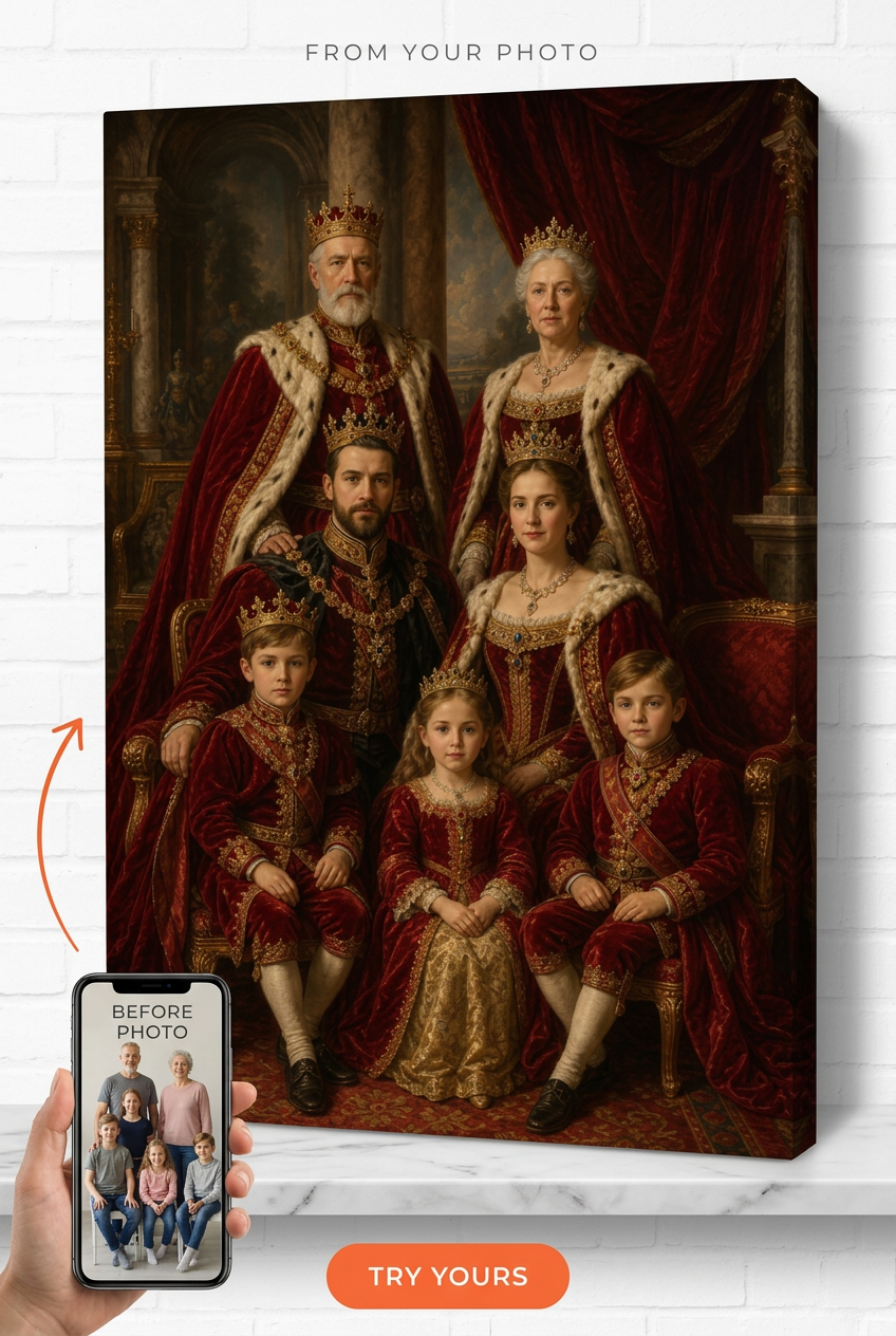 Family Portrait with Deceased Loved One — Regal Royalty Canvas