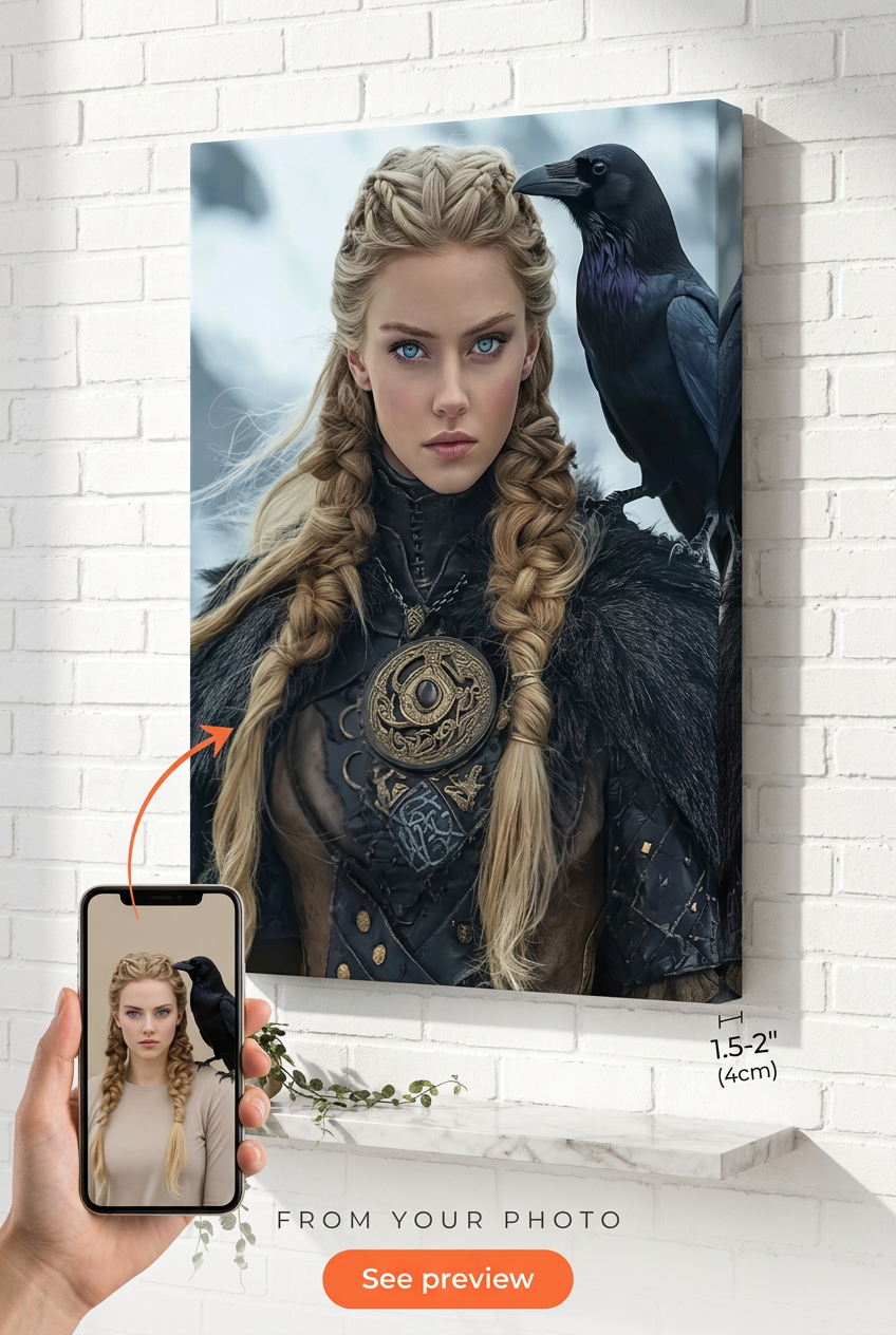 Viking Shieldmaiden Portrait | Custom Norse Warrior Artwork from Your Photo