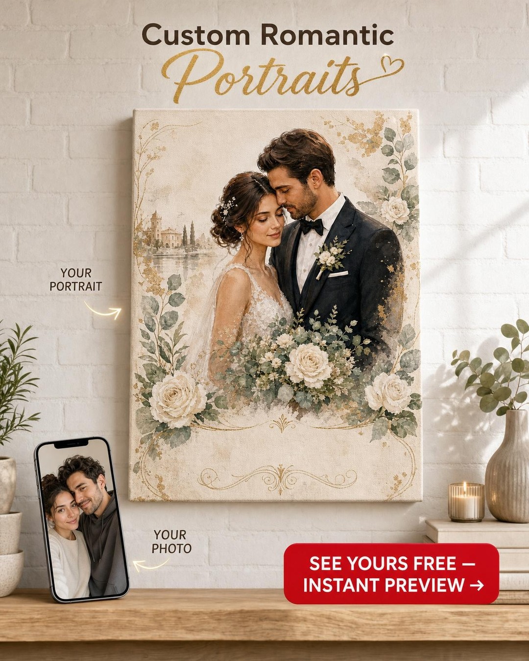 Create Romantic Watercolor Wedding Portrait
