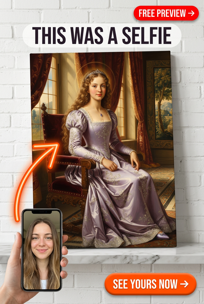 Custom Royal Woman Portrait — Regal Crown Canvas Art