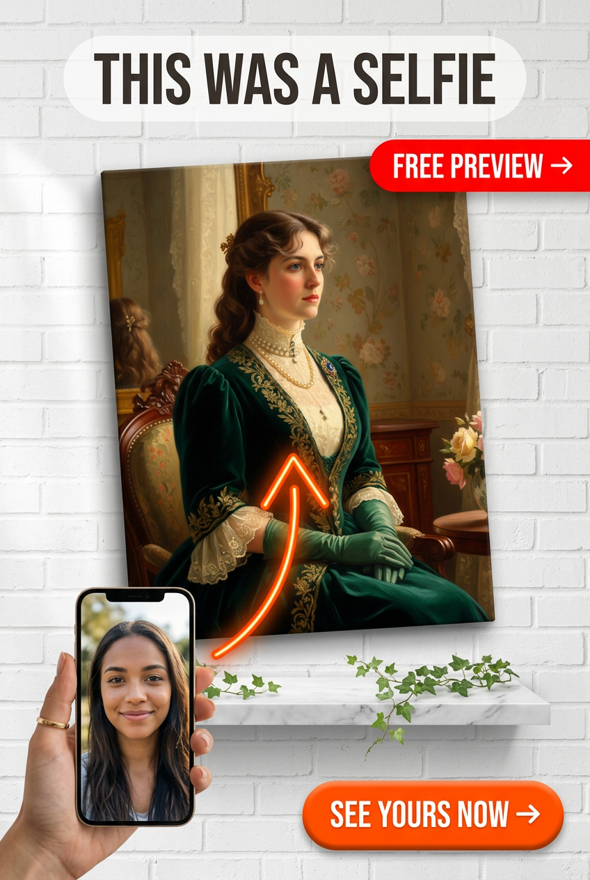 Custom Victorian Woman Portrait — Regal Canvas Art from Photo