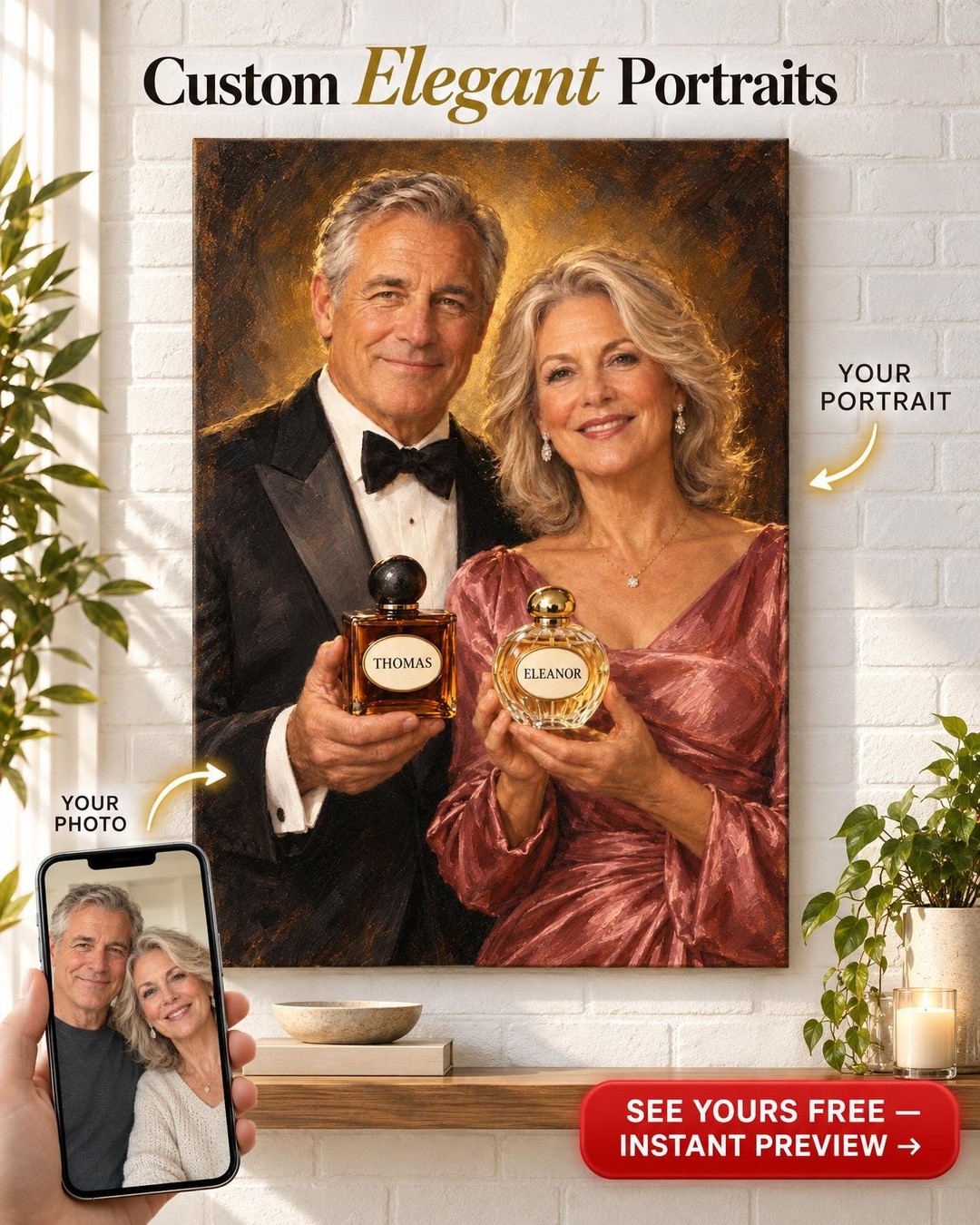 His and Hers Perfume Custom Portrait from Photo | Personalized Signature Scent Gift