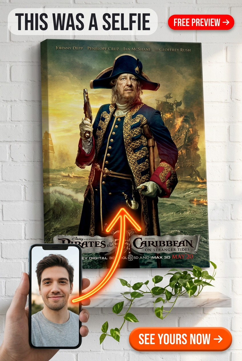 Custom Pirate Man Portrait — Whimsical Adventure Canvas